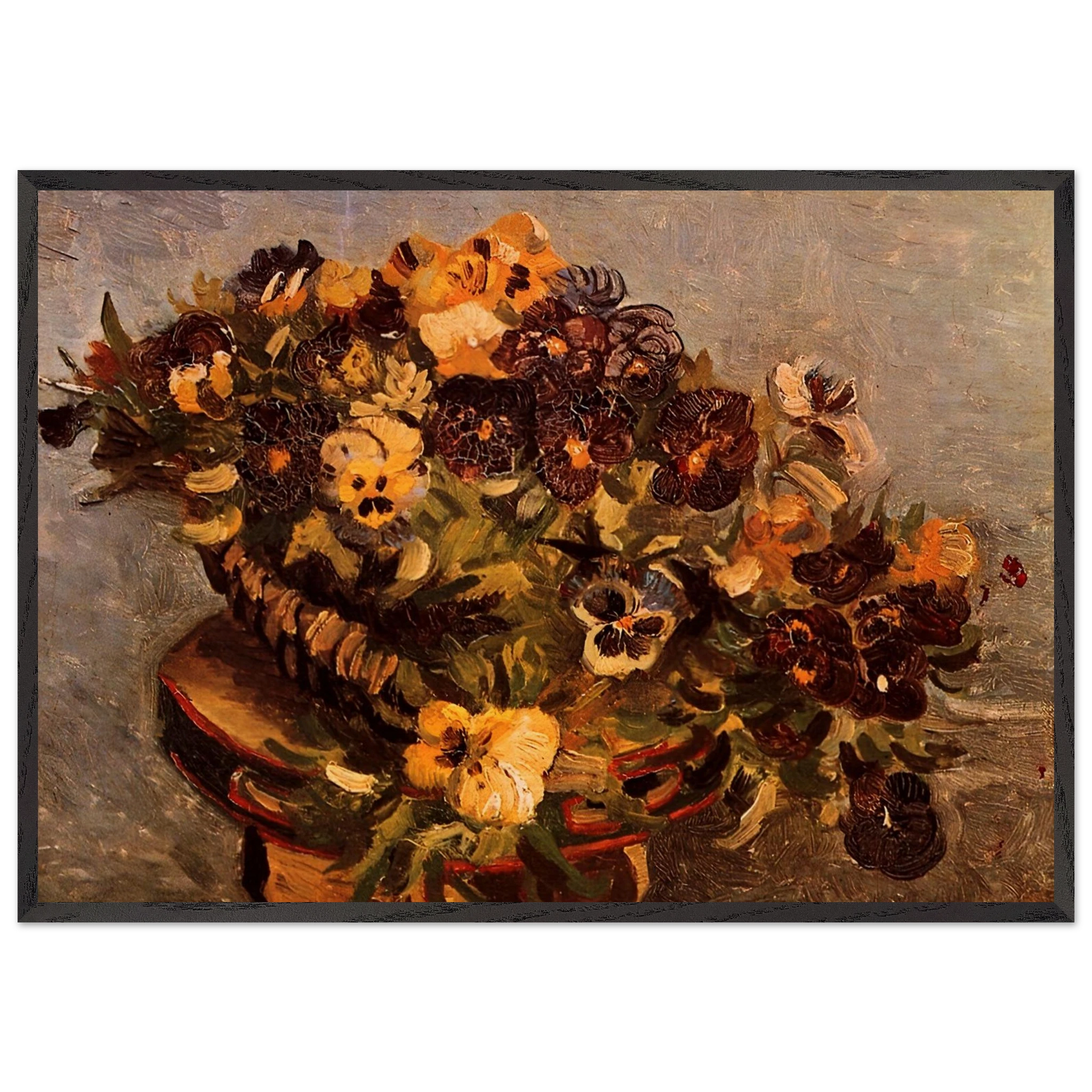 Tambourine with Pansies - Vincent van Gogh Framed Art Print – Black Wooden Frame - Default Title - -Framed Art Print