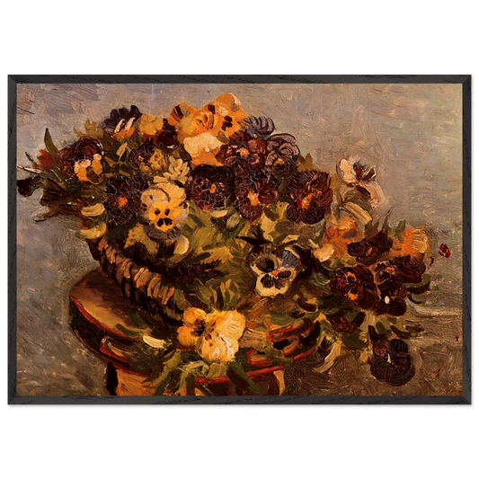 Tambourine with Pansies - Vincent van Gogh Framed Art Print – Black Wooden Frame - Default Title - -Framed Art Print