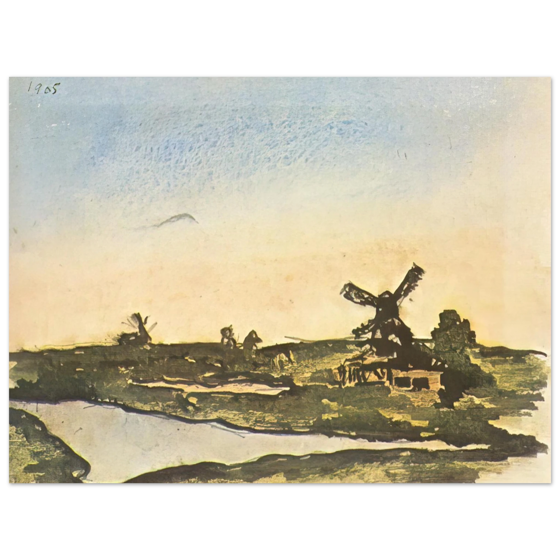Pablo Picasso - Dutch landscape with windmills Fine Art Poster - Default Title