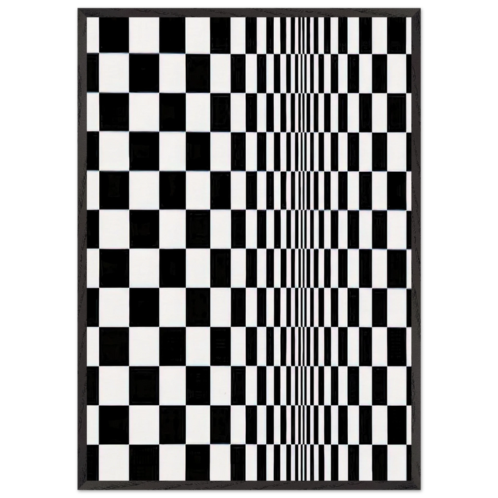 MOVEMENT IN SQUARES 1961 - Bridget Riley 70x100 cm / 28x40 inches Framed Art Print – Black Wooden Frame