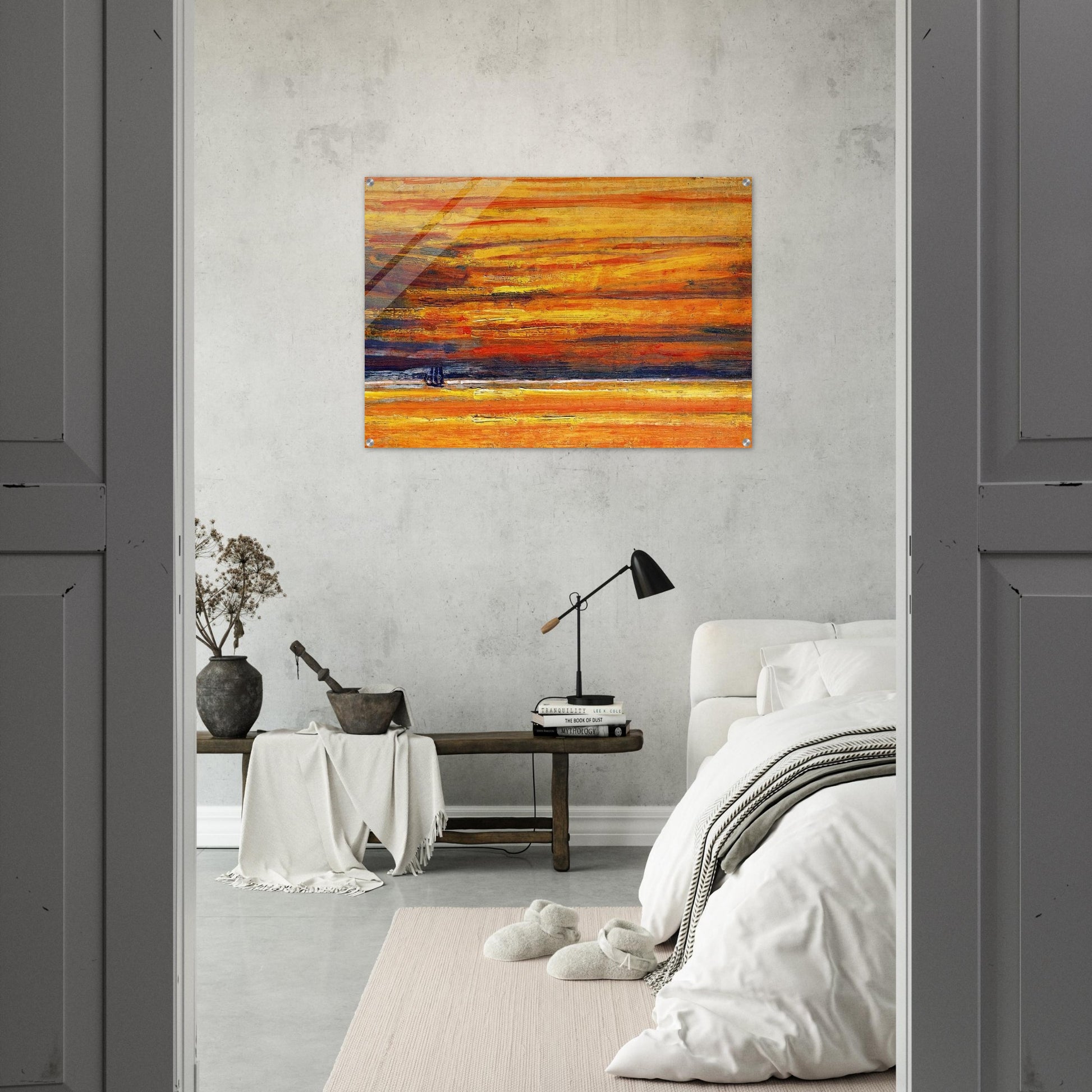 Sailing Vessel at Sea, Sunset - Childe Hassam Acrylic Print - 70x100 cm / 28x40″ inches