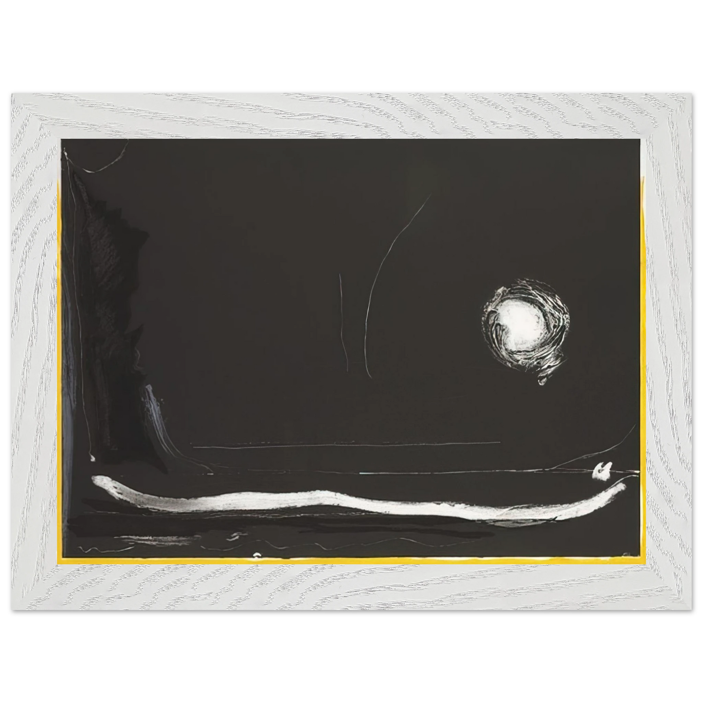 Helen Frankenthaler - Yellow Jack - 1985 Wall art - 28x43  cm / XL (11x17 Inches) - Premium Wooden Framed Poster With Fine Art Paper - Black frame