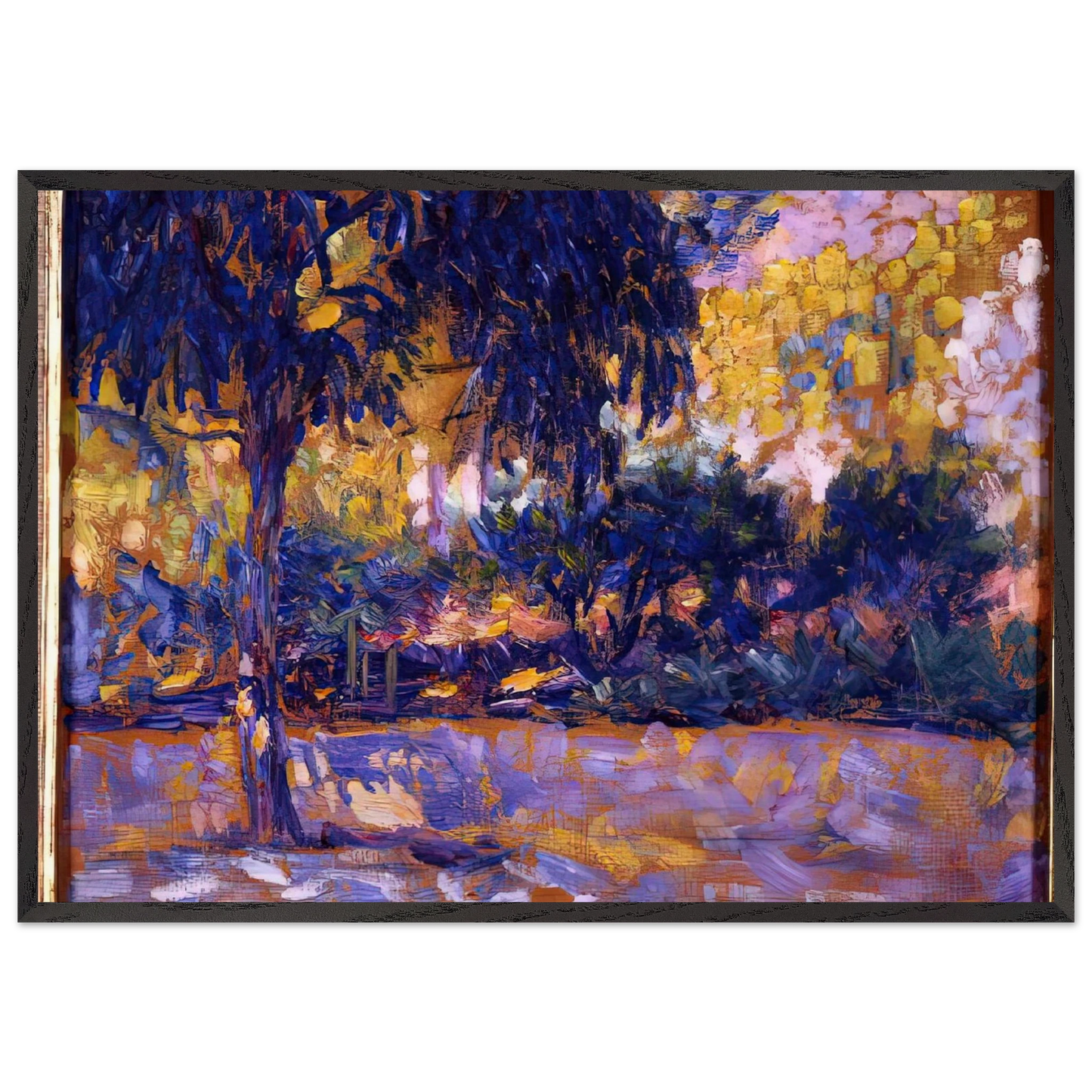 LANDSCAPE WITH EUCALYPTUS TREES AND RIVER TREES IN FRONT OF A RIVER 1908 - Henri Matisse Framed Art Print – Black Wooden Frame - Default Title - -Framed Art Print