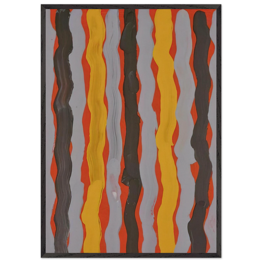 Dream Lance - 2001 - Clifford Possum Tjapaltjarri Framed Art Print – Black Wooden Frame - Default Title - -Framed Art Print