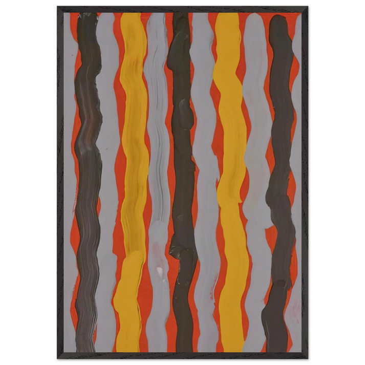 Dream Lance - 2001 - Clifford Possum Tjapaltjarri 70x100 cm / 28x40 inches Framed Art Print – Black Wooden Frame