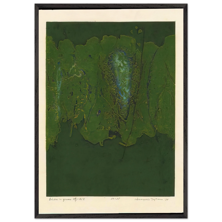 Winter in Green - 1970 - Hiroyuki Tajima 70x100 cm / 28x40 inches Framed Art Print – Black Wooden Frame