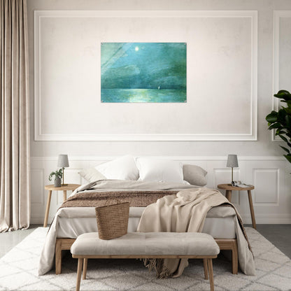 Moonlight on the Sound - Childe Hassam Acrylic Print - 70x100 cm / 28x40″ inches