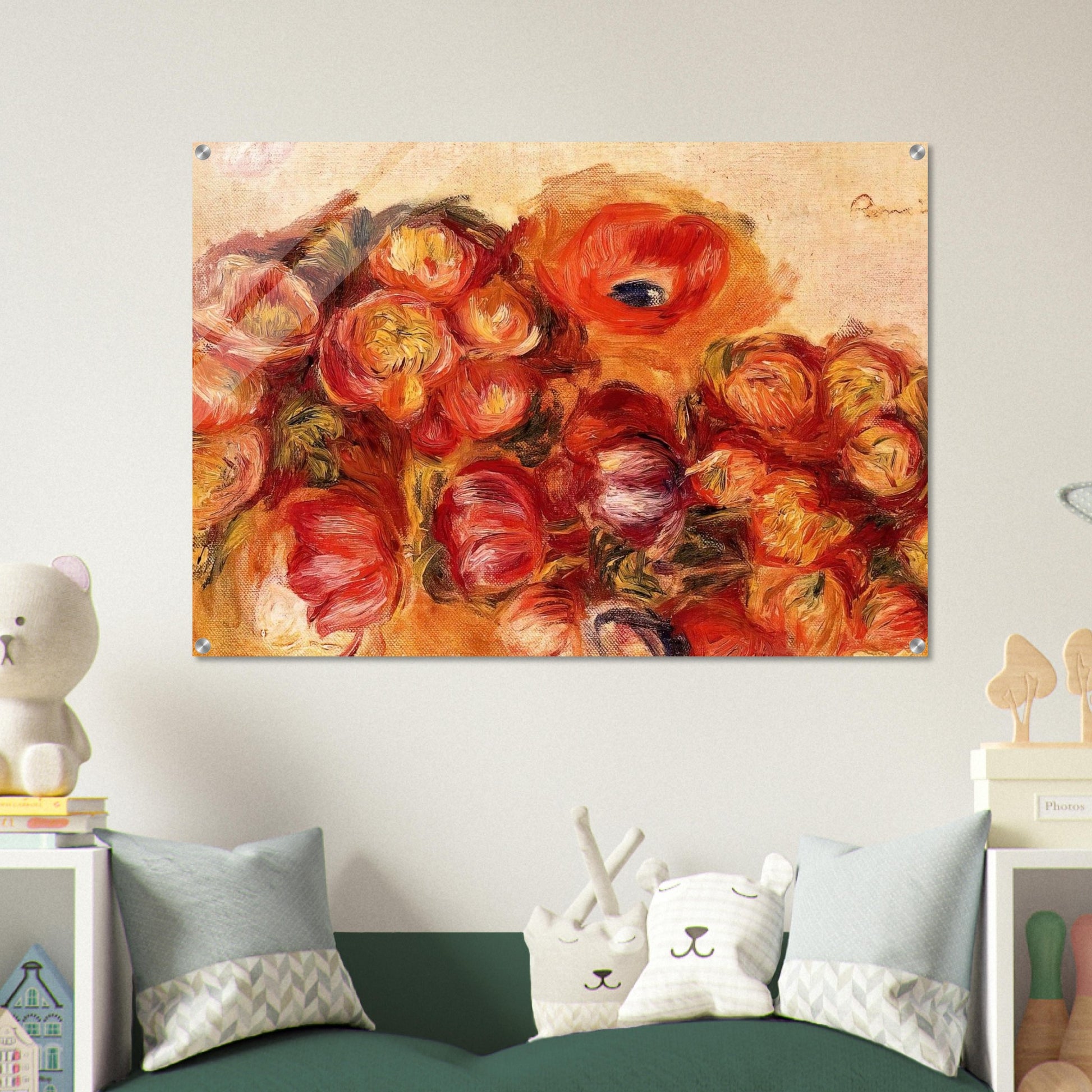 Study of Flowers Anemones and Tulips - Pierre-Auguste Renoir Acrylic Print - 70x100 cm / 28x40″ inches
