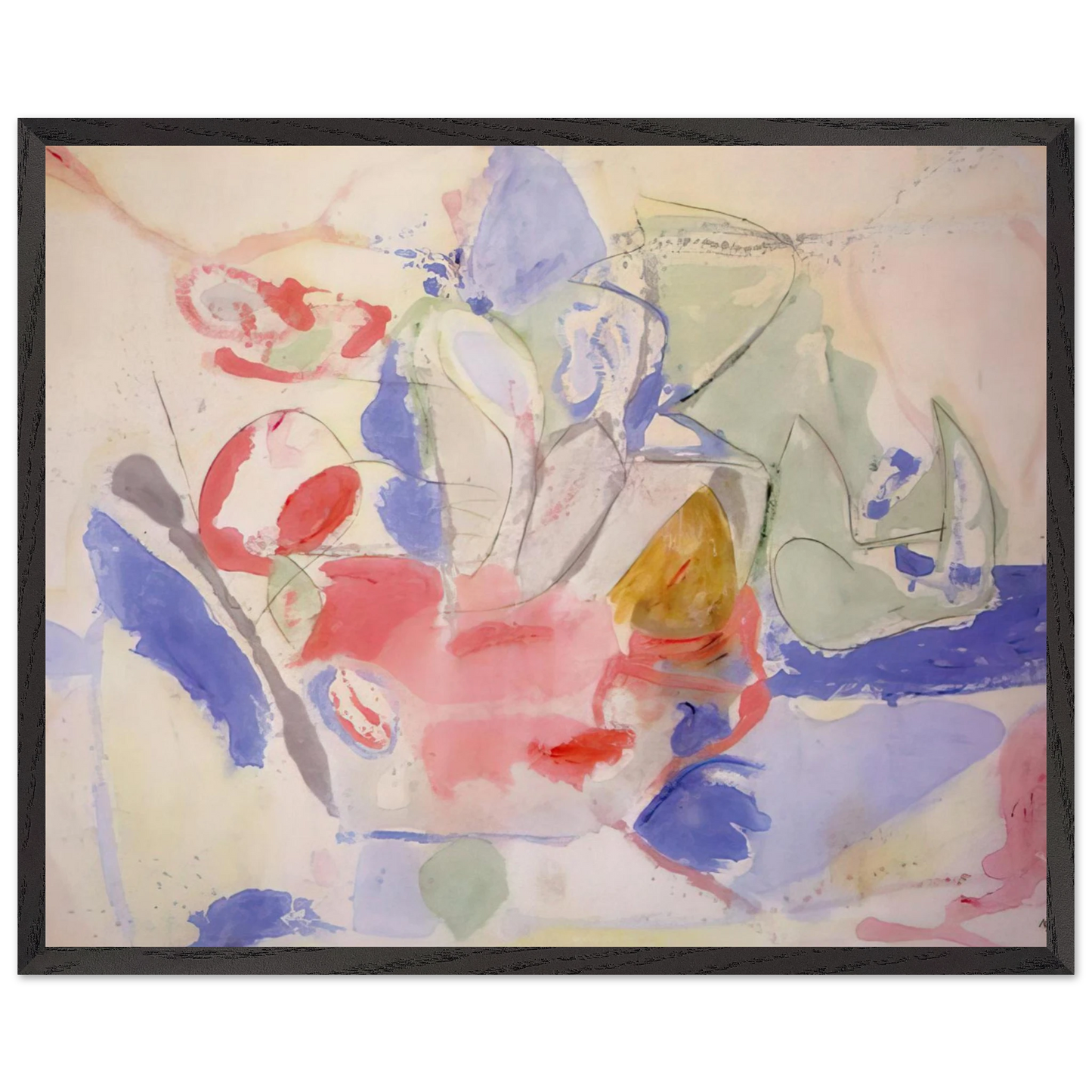 Helen Frankenthaler - Mountains and Sea - 1952 Wall art - 70x100 cm / 28x40 Inches - Premium Wooden Framed Poster With Fine Art Paper - Wood frame