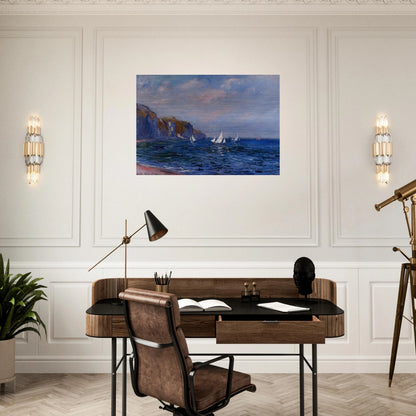 Cliffs and Sailboats at Pourville - claude monet Brushed Aluminum Print - 70x100 cm / 28x40 inches | claude monet Aluminum Print | claude monet Prints