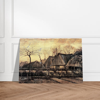 Houses with Thatched Roofs - Vincent van Gogh Brushed Aluminum Print - 70x100 cm / 28x40 inches | Vincent van Gogh Aluminum Print | Vincent van Gogh Prints