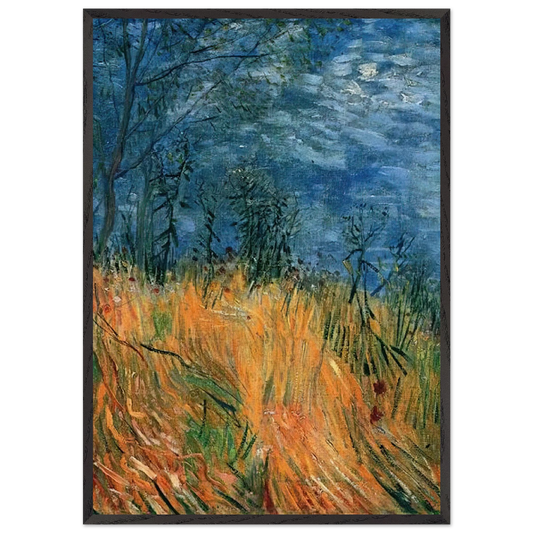Edge of a Wheatfield with Poppies - Vincent van Gogh 70x100 cm / 28x40 inches Framed Art Print – Black Wooden Frame