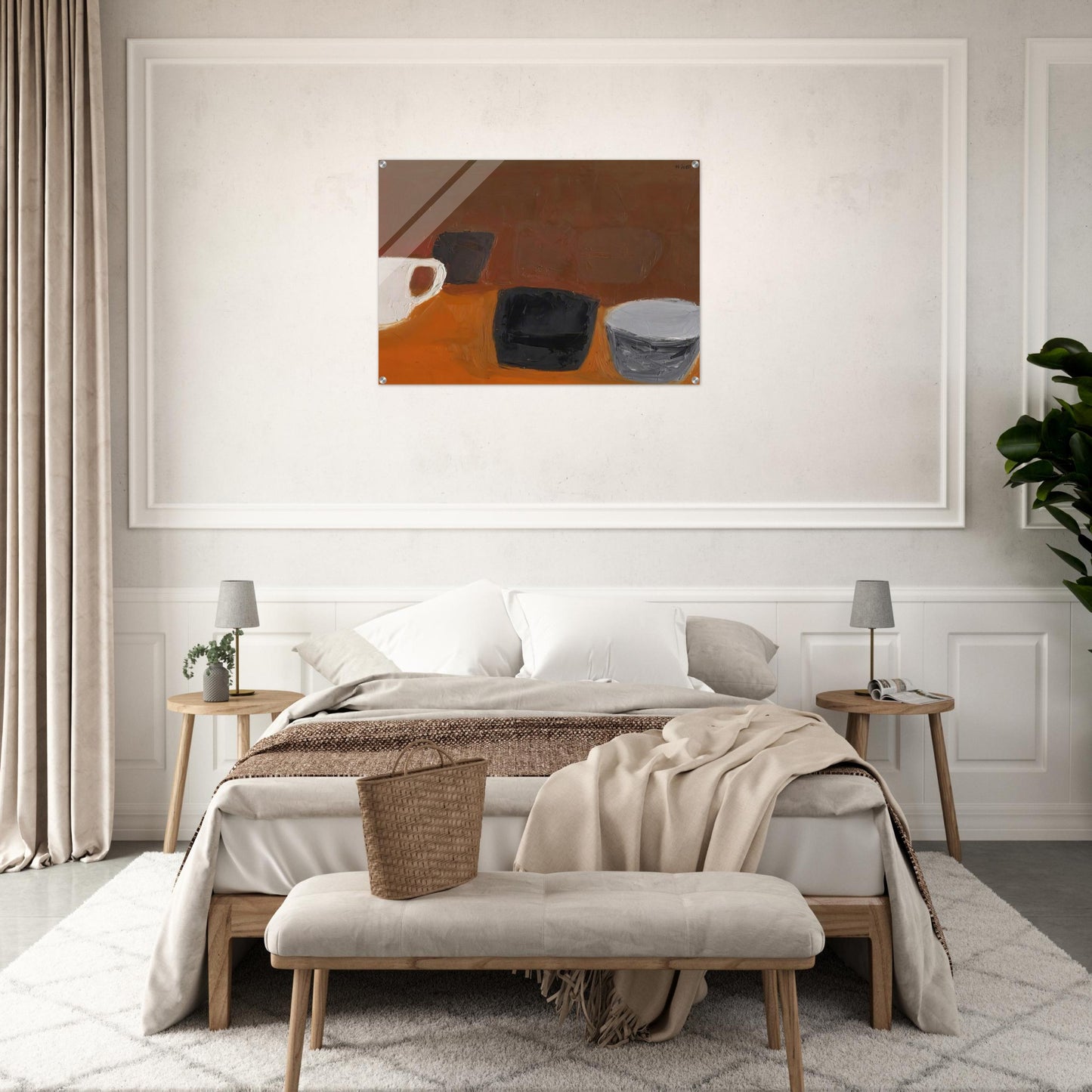 Still Life with White Mug - 1957 - William Scott Acrylic Print - 70x100 cm / 28x40″ inches | William Scott Wall Art | William Scott Prints