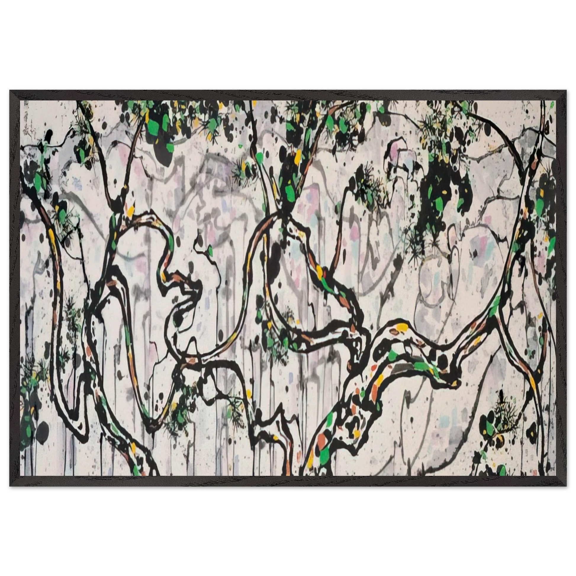 The Hua Mountains at Sunset - 1997 - Wu Guanzhong Framed Art Print – Black Wooden Frame - Default Title - -Framed Art Print