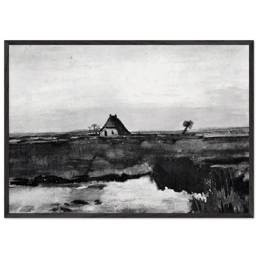Landscape with a Farm - Vincent van Gogh 70x100 cm / 28x40 inches Framed Art Print – Black Wooden Frame