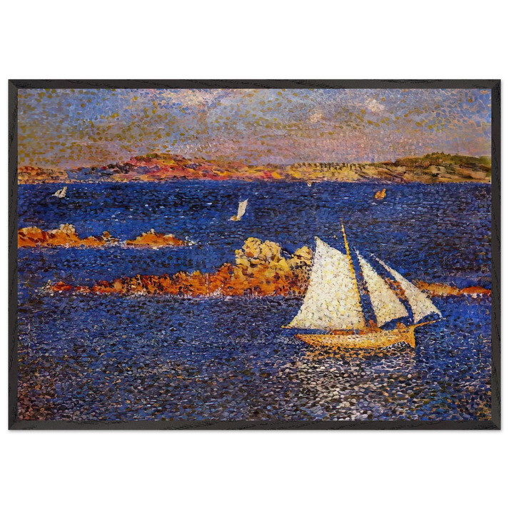 NEAR THE ROCKS OF PER KIRIDEC 1889 - Theo van Rysselberghe 70x100 cm / 28x40 inches Framed Art Print – Black Wooden Frame