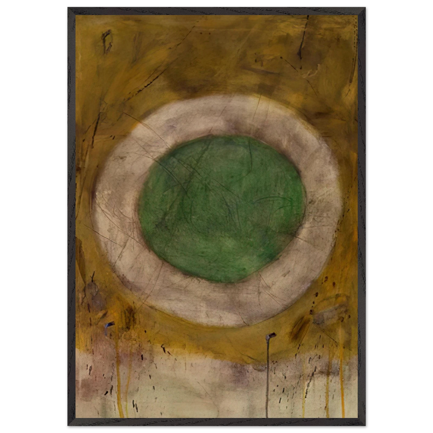 Wall artGreen Glow - 1958 - Gene Davis Framed Art Print – Black Wooden Frame - Default Title - -Framed Art Print