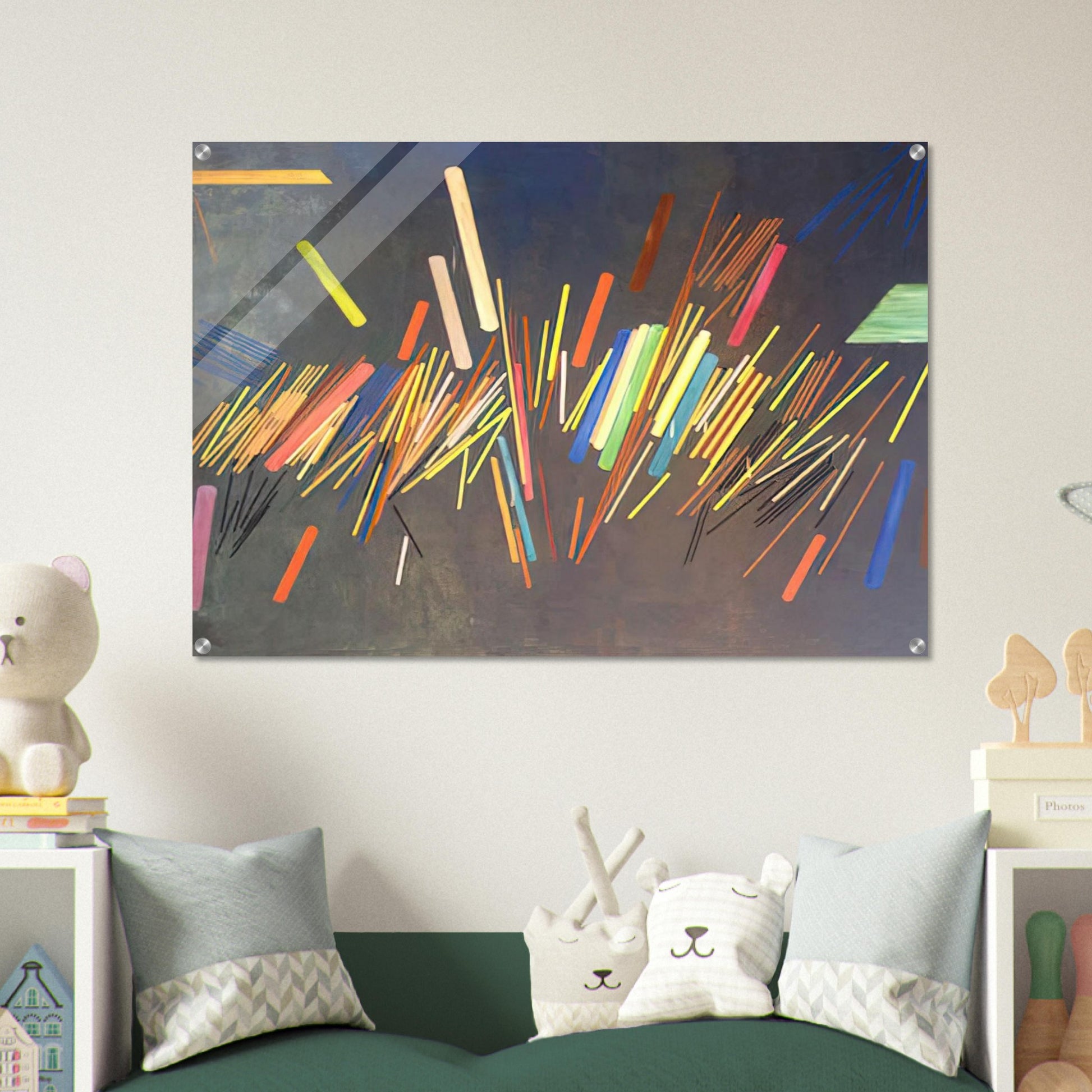 Green Line Painting - 1968 - Ronnie Landfield Acrylic Print - 70x100 cm / 28x40″ inches | Ronnie Landfield Wall Art | Ronnie Landfield Prints