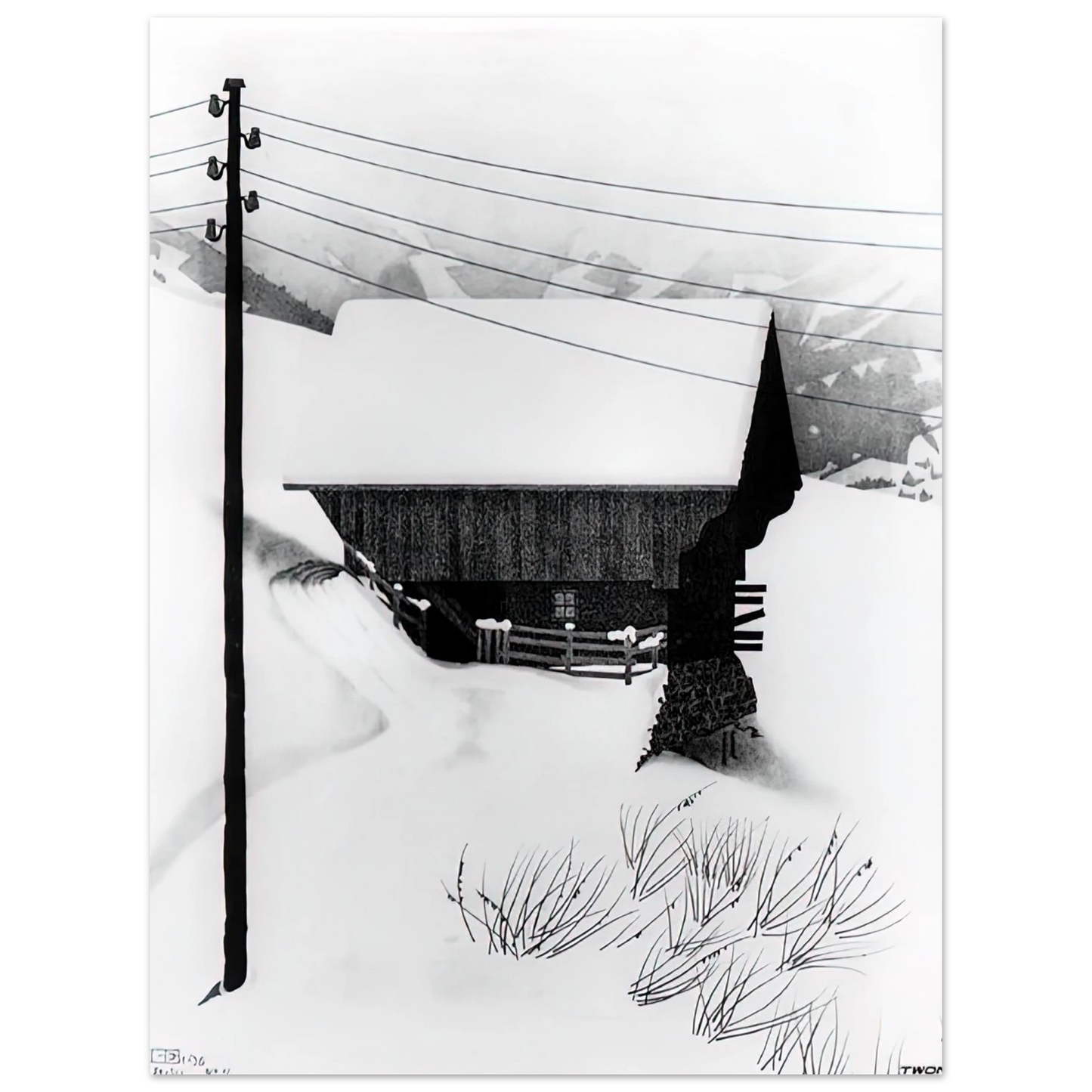 MC Escher - SNOW Wall Art - 21x29.7 cm / 8x12" - Premium Wooden Framed Poster With Fine Art Paper - Wood frame