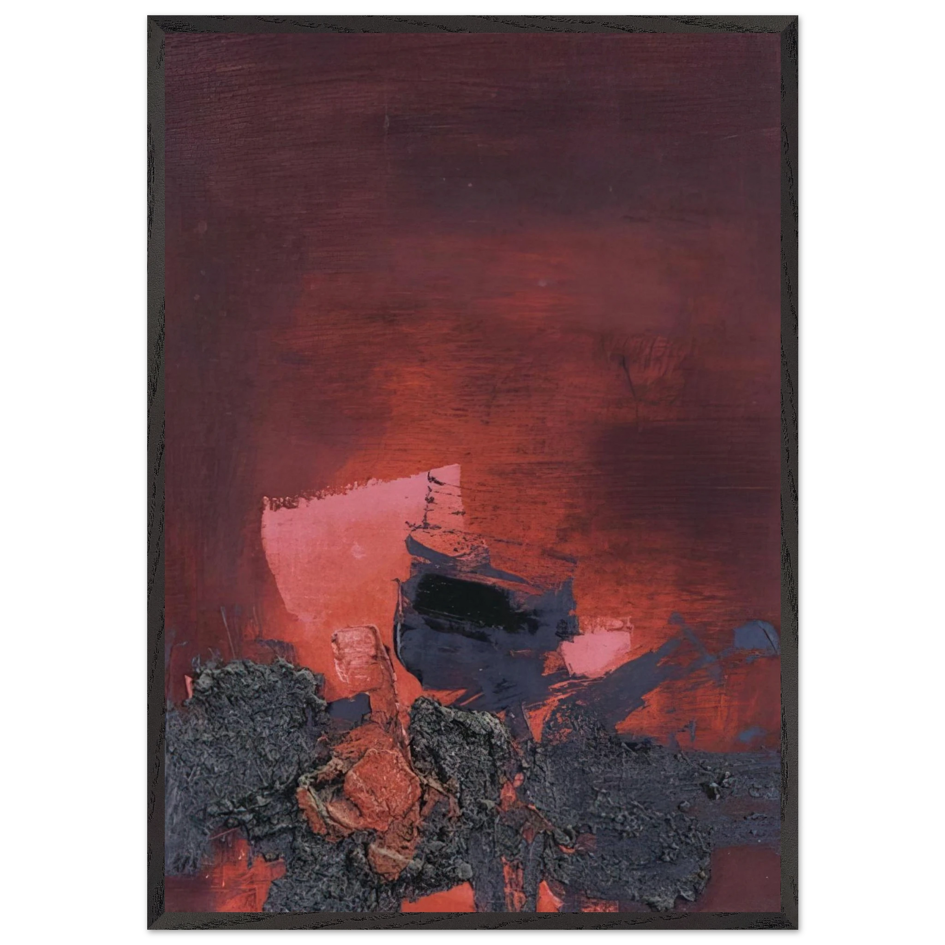 SIN T TULO ABSTRACCI N EN ROSO Y NEGRO - Luis Feito Framed Art Print – Black Wooden Frame - Default Title - -Framed Art Print