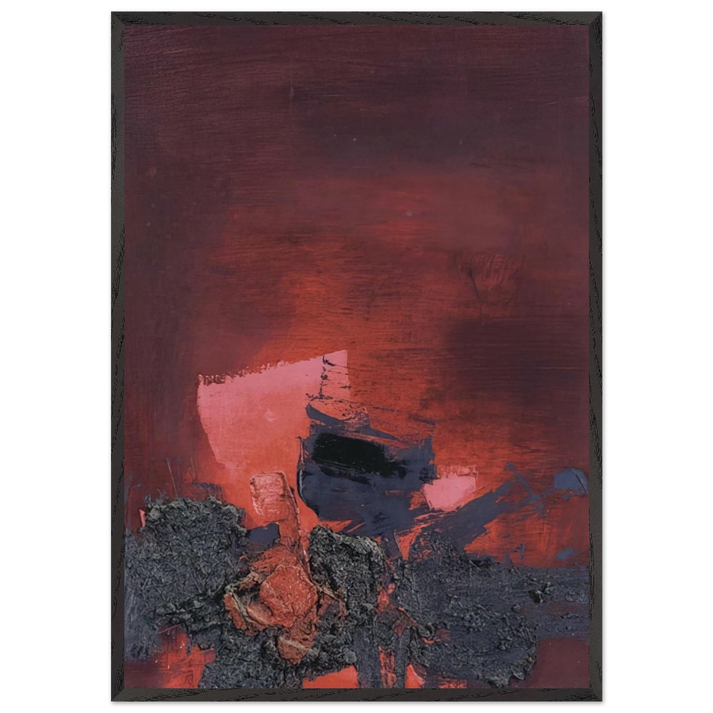 SIN T TULO ABSTRACCI N EN ROSO Y NEGRO - Luis Feito 70x100 cm / 28x40 inches Framed Art Print – Black Wooden Frame