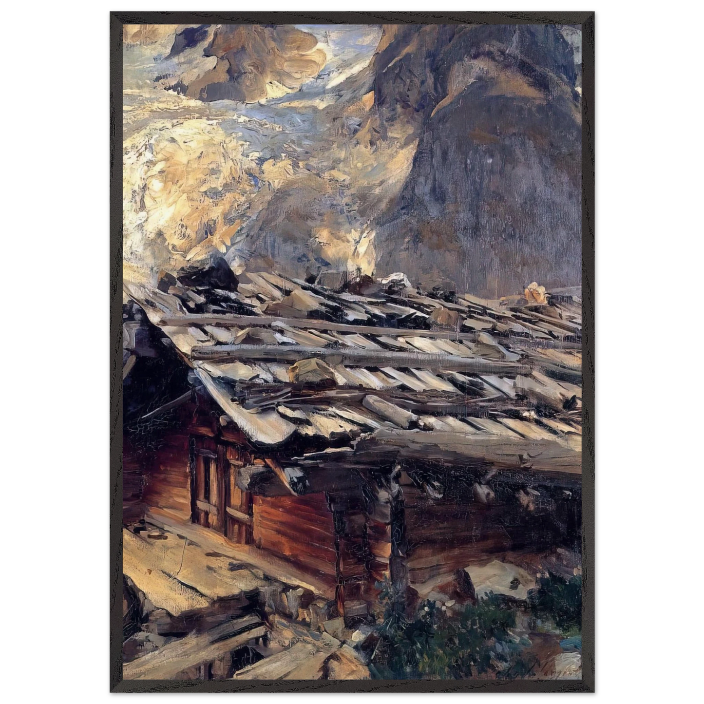 Brenva Glacier - John Singer Sargent Framed Art Print – Black Wooden Frame - Default Title - -Framed Art Print