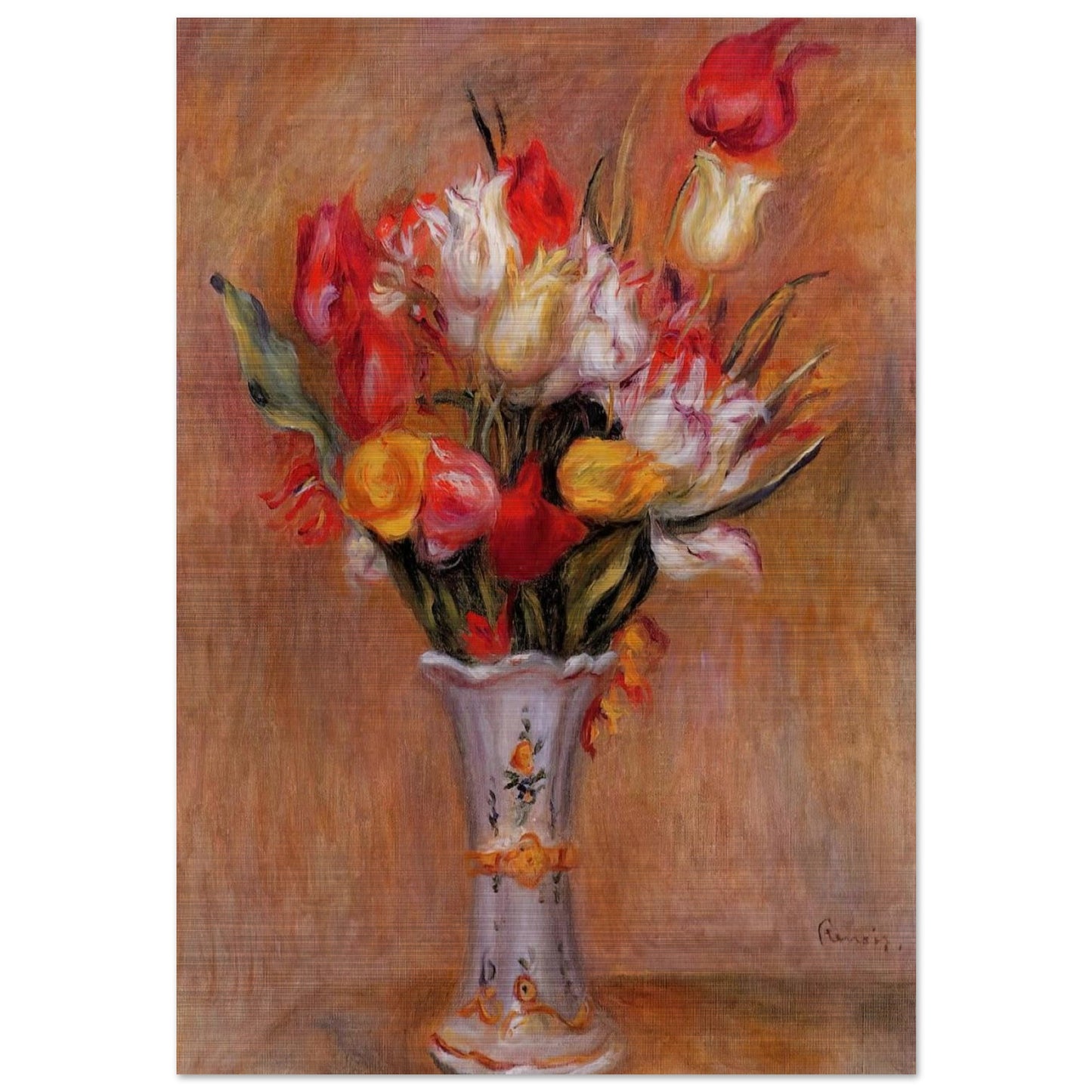 Tulips - Pierre-Auguste Renoir Brushed Aluminum Print - 70x100 cm / 28x40 inches | Pierre-Auguste Renoir Aluminum Print | Pierre-Auguste Renoir Prints