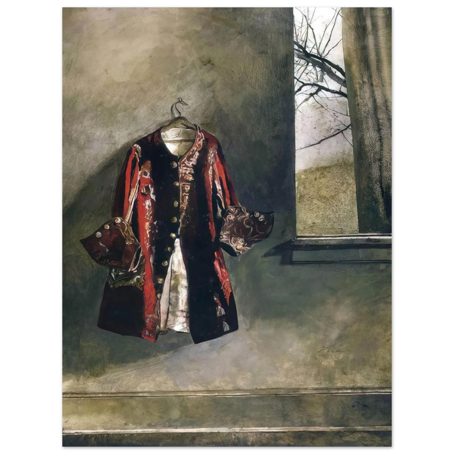 Andrew Wyeth - CURTAIN CALL Wall Art - 30x40 cm / 12x16 inches - Premium Wooden Framed Poster With Fine Art Paper - White frame