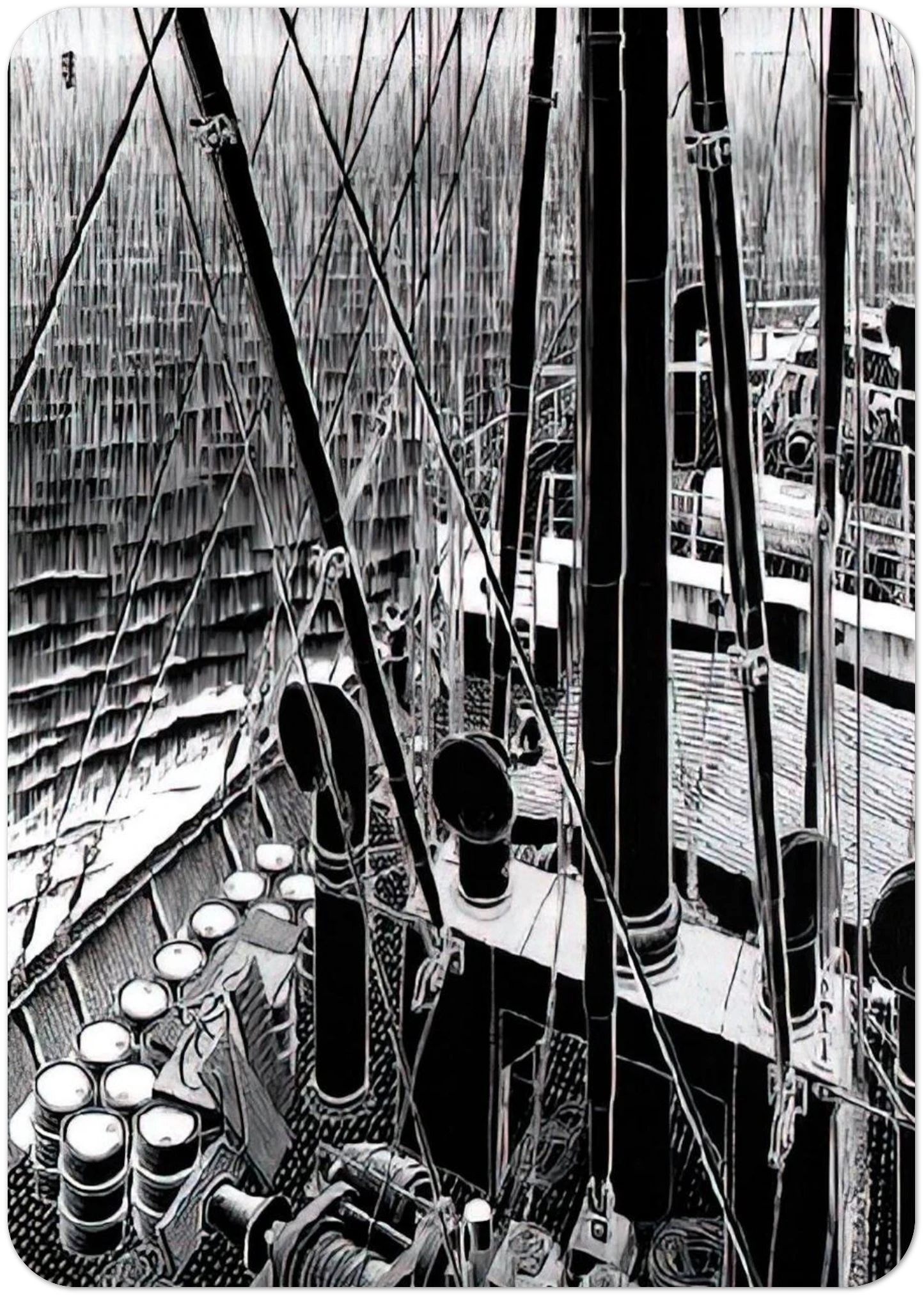 FREIGHTER SEPTEMBER 1936 1936 By MC Escher Pack of 10 Post Cards | MC Escher Post Cards | A6 (10.5 x 14.8 cm) - 4.1 x 5.8 inches