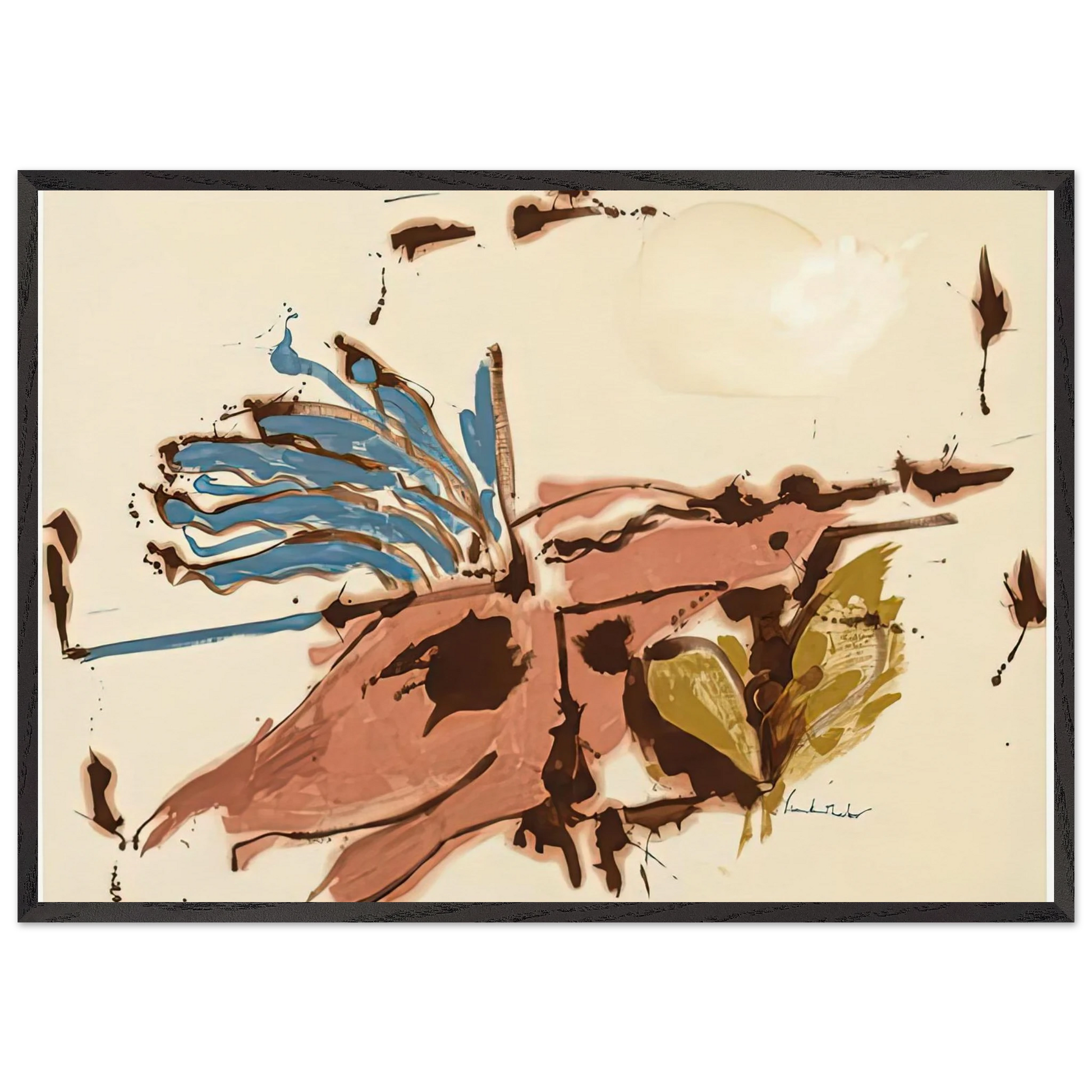 Pink Bird Figure I 1961- - Helen Frankenthaler Framed Art Print – Black Wooden Frame - Default Title - -Framed Art Print