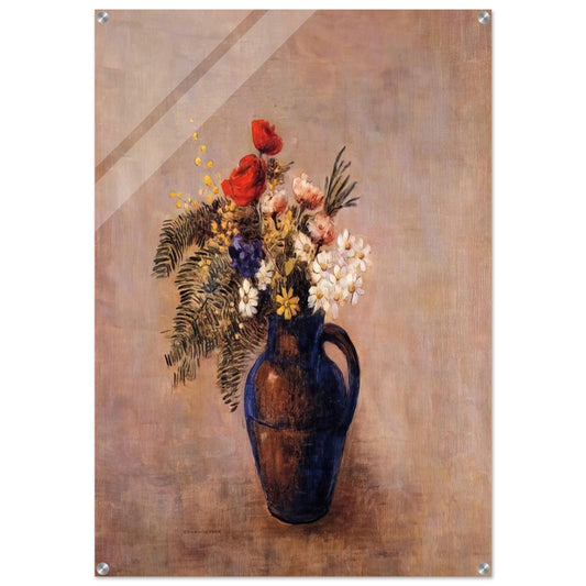BOUQUET OF FLOWERS IN A BLUE VASE - Odilon Redon Acrylic Print - 70x100 cm / 28x40″ inches