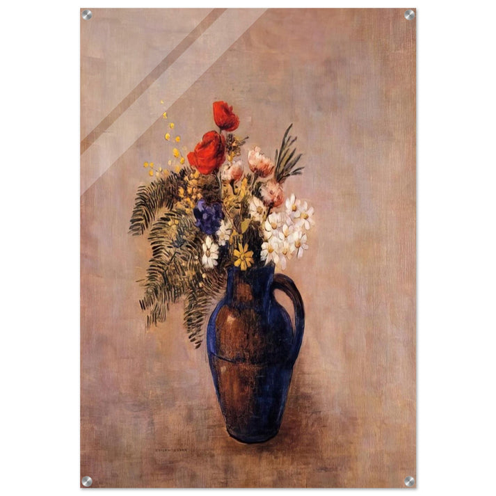 BOUQUET OF FLOWERS IN A BLUE VASE - Odilon Redon Acrylic Print - 70x100 cm / 28x40″ inches