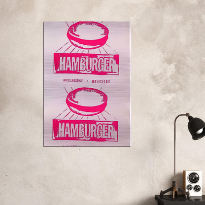 Double Hamburger - Andy Warhol Brushed Aluminum Print - 70x100 cm / 28x40 inches | Andy Warhol Aluminum Print | Andy Warhol Prints