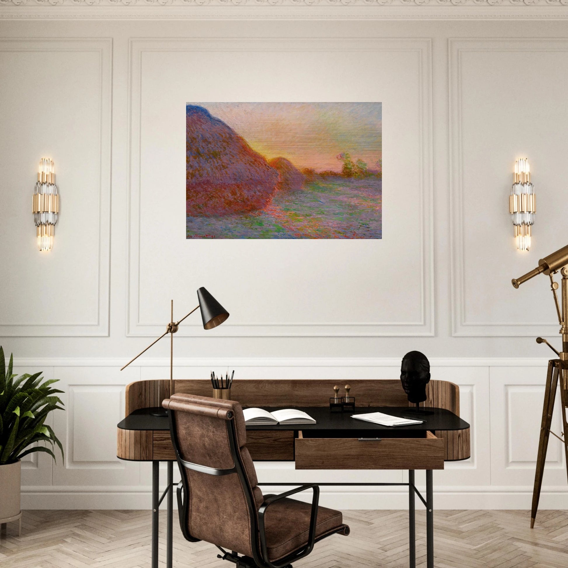 Haystacks - claude monet Brushed Aluminum Print - 70x100 cm / 28x40 inches | claude monet Aluminum Print | claude monet Prints
