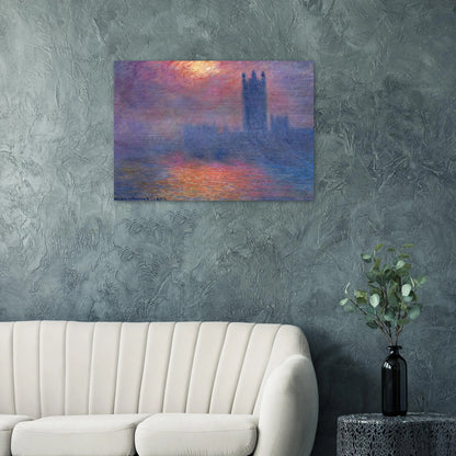 Houses of Parliament, London, Sun Breaking Through - claude monet Brushed Aluminum Print - 70x100 cm / 28x40 inches | claude monet Aluminum Print | claude monet Prints