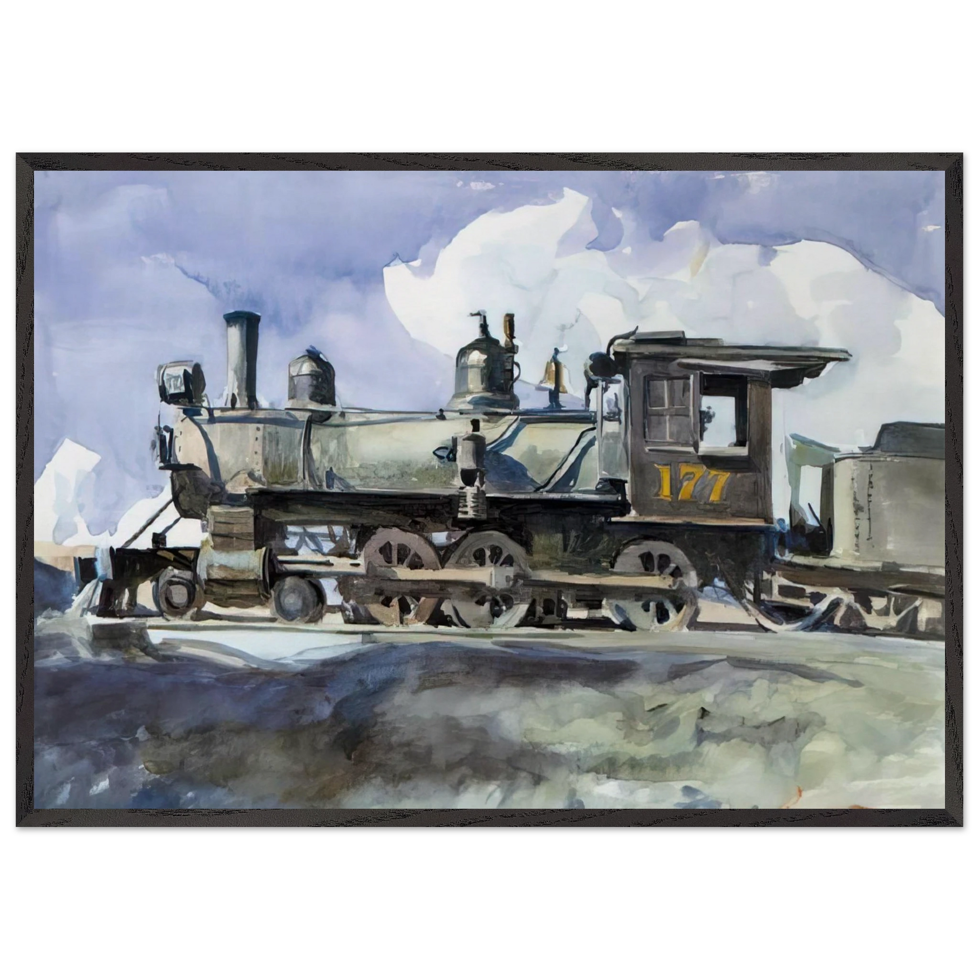 D and R G Locomotive - Edward Hopper Framed Art Print – Black Wooden Frame - Default Title - -Framed Art Print