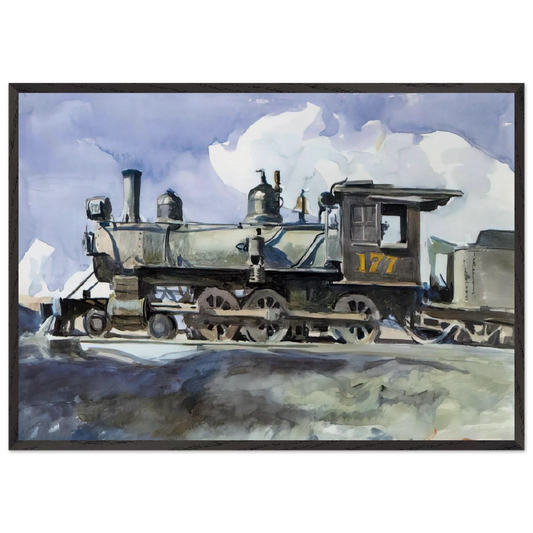 D and R G Locomotive - Edward Hopper Framed Art Print – Black Wooden Frame - Default Title - -Framed Art Print