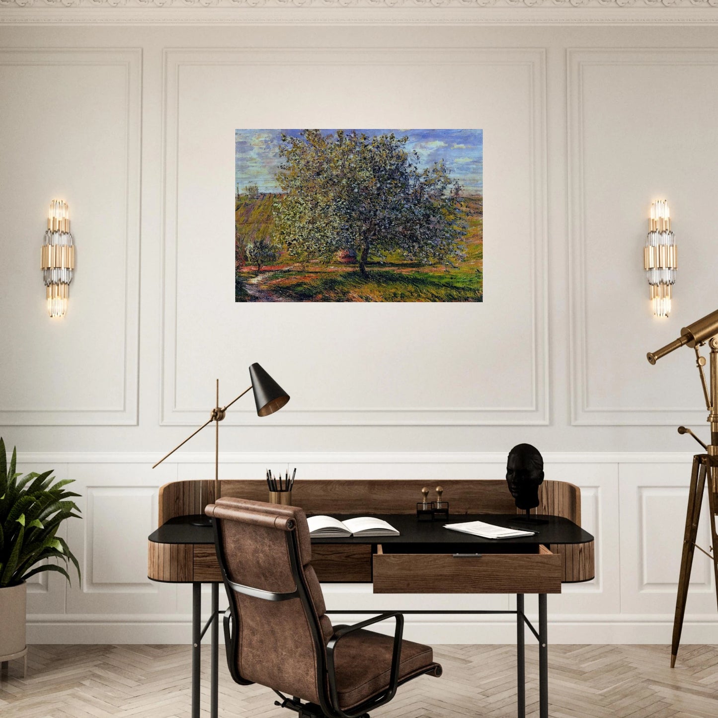 Tree in Flower near Vetheuil - claude monet Brushed Aluminum Print - 70x100 cm / 28x40 inches | claude monet Aluminum Print | claude monet Prints