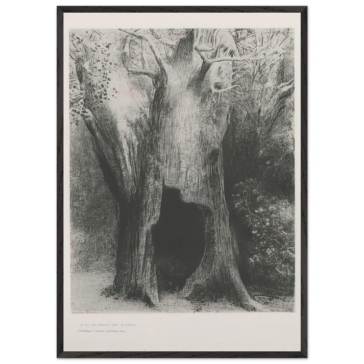 I PLUNGED INTO SOLITUDE I DWELT IN THE TREE BEHIND ME PLATE 9 1896 - Odilon Redon 70x100 cm / 28x40 inches Framed Art Print – Black Wooden Frame