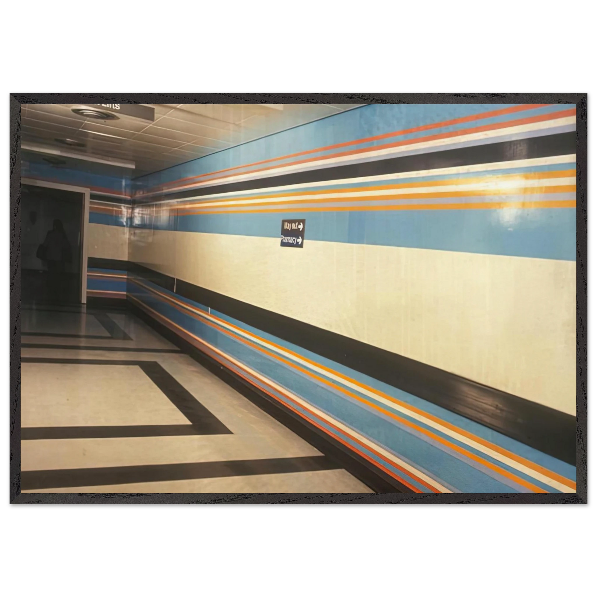 ROYAL LIVERPOOL HOSPITAL INSTALLATION 1983 - Bridget Riley Framed Art Print – Black Wooden Frame - Default Title - -Framed Art Print