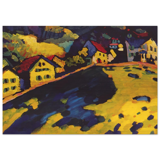 HOUSES AT MURNAU 1909 - Wassily Kandinsky Brushed Aluminum Print - 70x100 cm / 28x40 inches | Wassily Kandinsky Aluminum Print | Wassily Kandinsky Prints