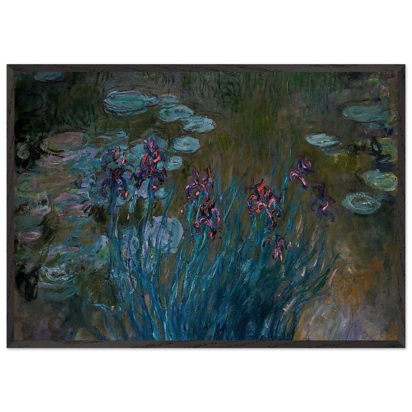 Irises and Water-Lilies - claude monet Framed Art Print – Black Wooden Frame - Default Title - -Framed Art Print