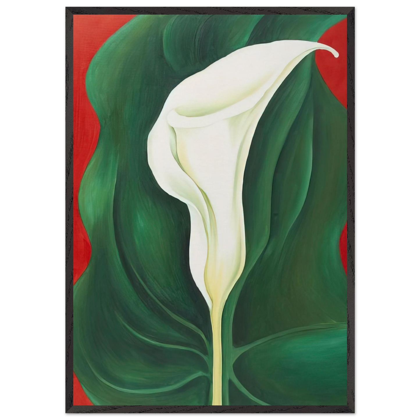 Single Calla Lily  Red  - Georgia OKeeffe 70x100 cm / 28x40 inches Framed Art Print – Black Wooden Frame