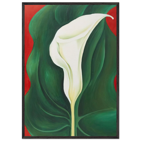 Single Calla Lily  Red  - Georgia OKeeffe Framed Art Print – Black Wooden Frame - Default Title - -Framed Art Print