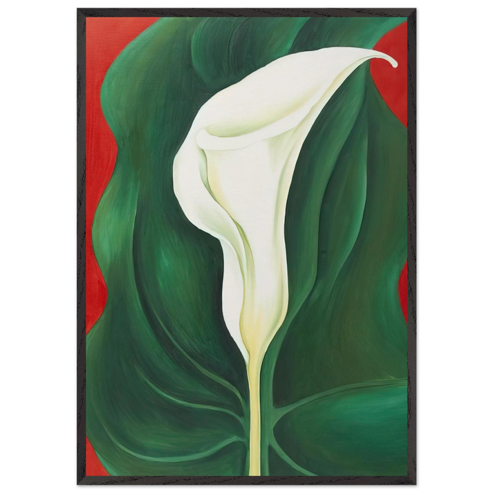 Single Calla Lily  Red  - Georgia OKeeffe 70x100 cm / 28x40 inches Framed Art Print – Black Wooden Frame