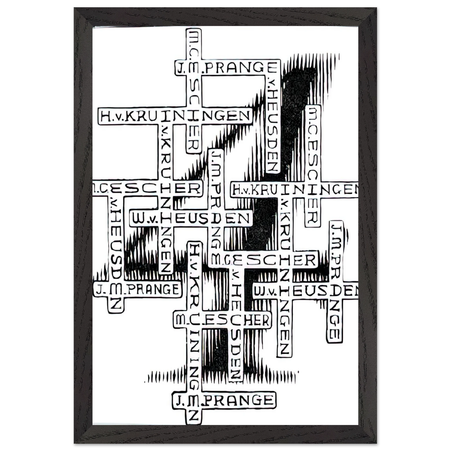 MC Escher - ESCHER (29) Wall Art - 60x80 cm / 24x32 inches - Premium Wooden Framed Poster With Fine Art Paper - Black frame