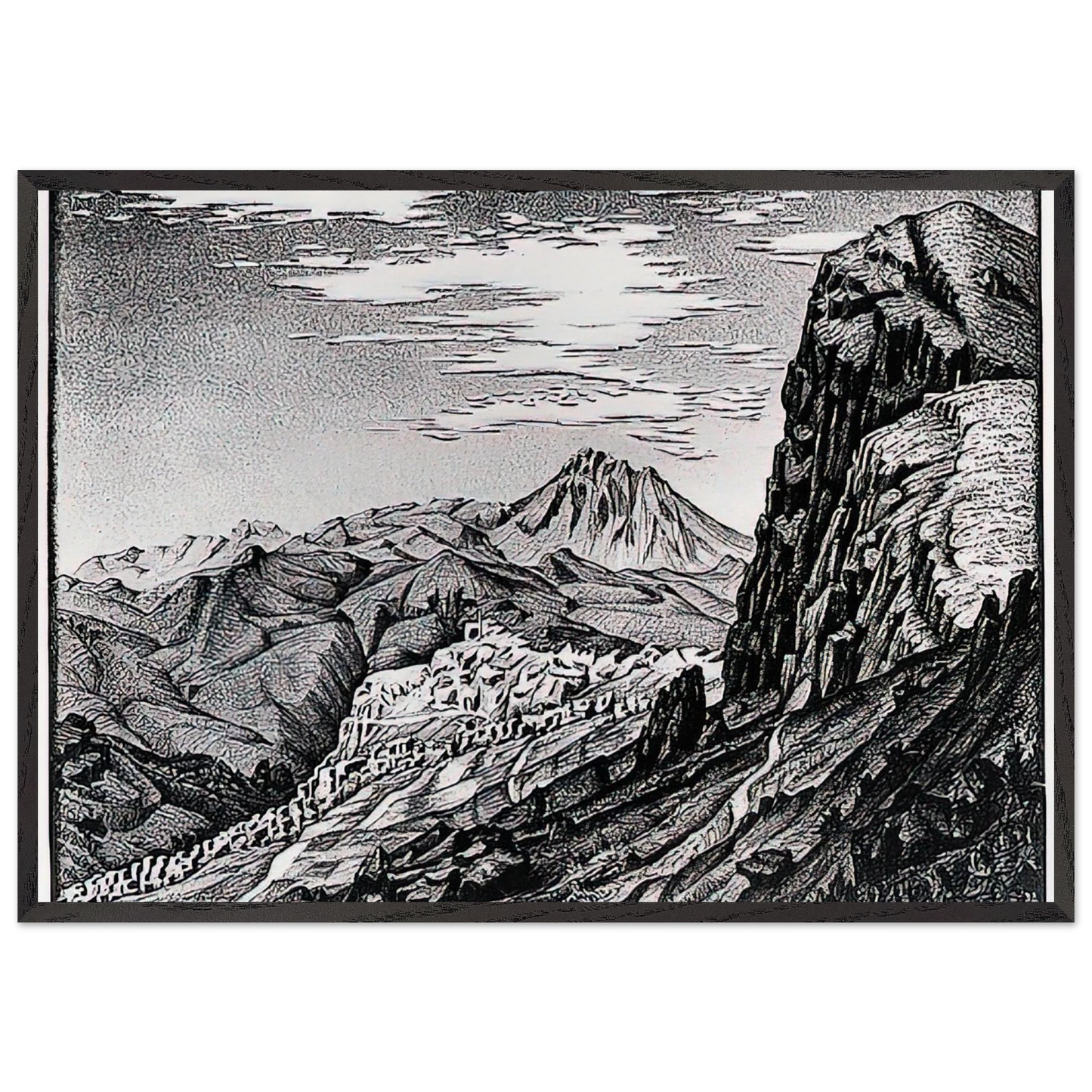 CALTAVUTURO IN THE MADONIE MOUNTAINS SICILY - MC Escher Framed Art Print – Black Wooden Frame - Default Title - -Framed Art Print