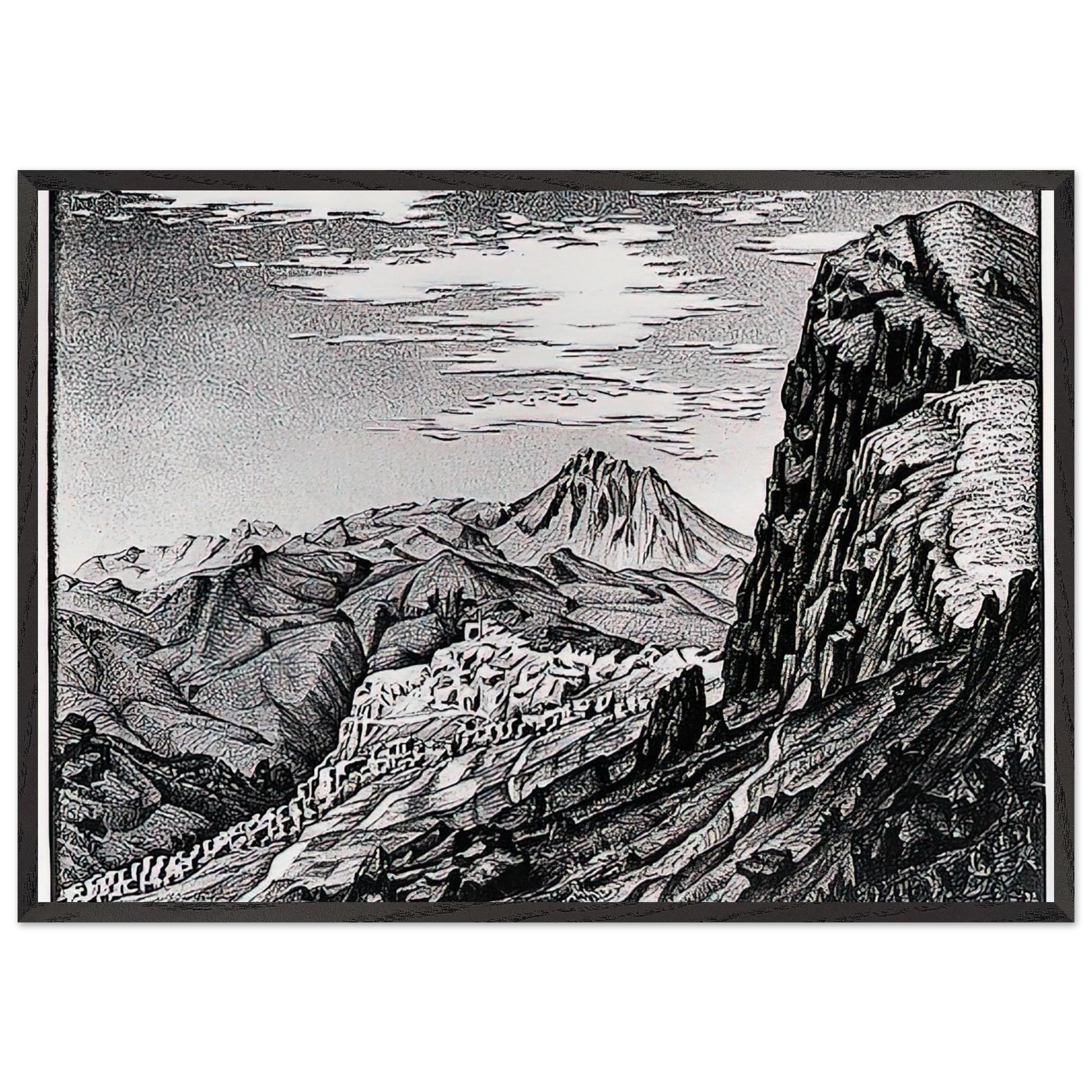 CALTAVUTURO IN THE MADONIE MOUNTAINS SICILY - MC Escher Framed Art Print – Black Wooden Frame - Default Title - -Framed Art Print