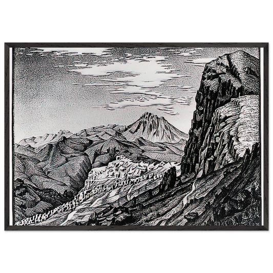 CALTAVUTURO IN THE MADONIE MOUNTAINS SICILY - MC Escher Framed Art Print – Black Wooden Frame - Default Title - -Framed Art Print