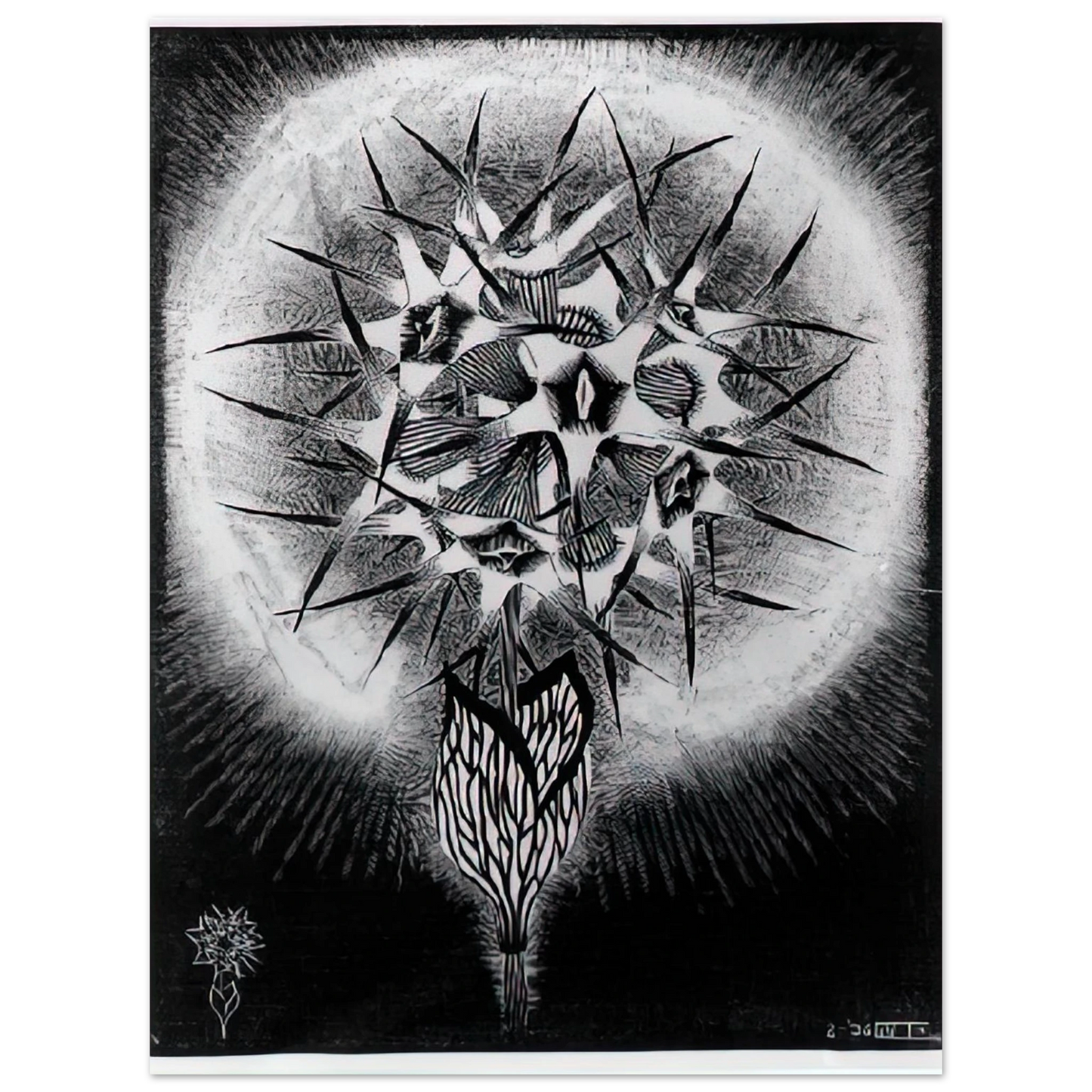 MC Escher - PRICKLY FLOWER Wall Art - 21x29.7 cm / 8x12" - Fine Art Poster - -